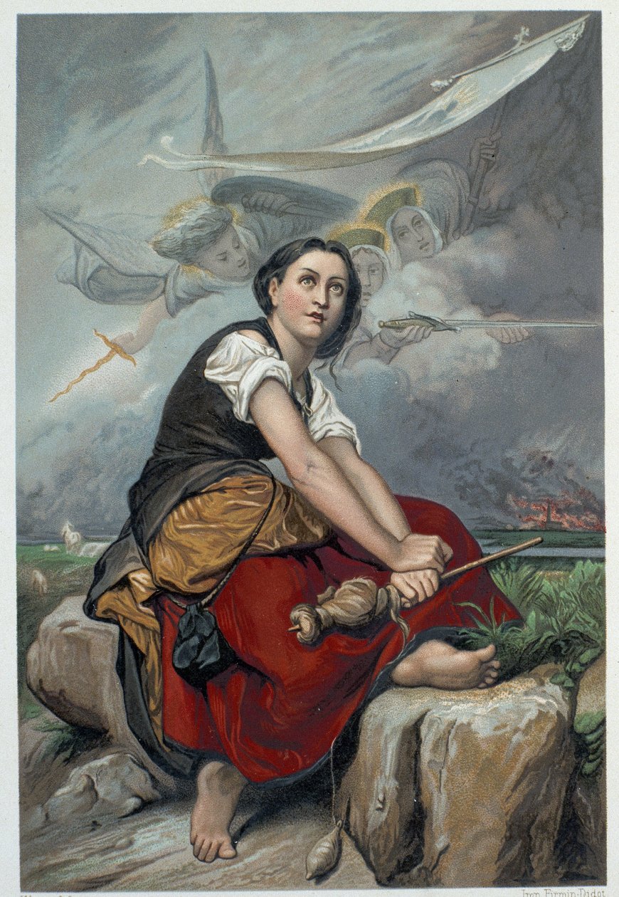 Jeanne onun göksel seslerini duyar: baş melek Saint Michael, Saint Catherine ve Saint Marguerite ona krala yardım etmesi için Fransa