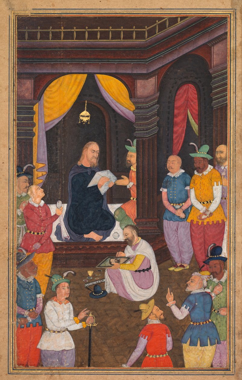İsa, Kral Abgar'ın ressamı tarafından, Peder Jerome Xavier'in bir Mir'at al-quds'ından tasvir ediliyor (İspanyolca, 1549-1617) by Unknown artist