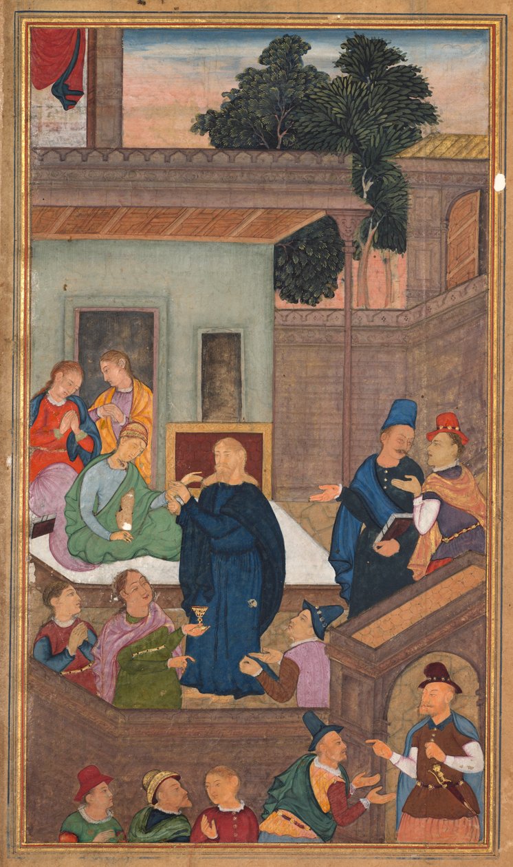 İsa, Jairus'un kızını Peder Jerome Xavier'in Kutsallık Aynasından (Mir'at al-quds) ölümden diriltir by Unknown artist