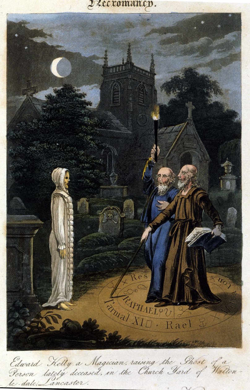 John Dee ve Edward Kelly bir ruh çağırır. 1825. İncil. Milano, Milano by Unknown artist