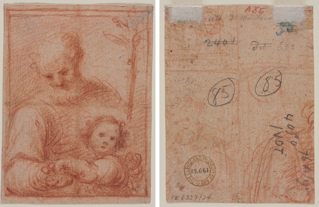 Yusuf ve Çocuk (rekto); İki Figür Parçası (verso) by Unknown artist