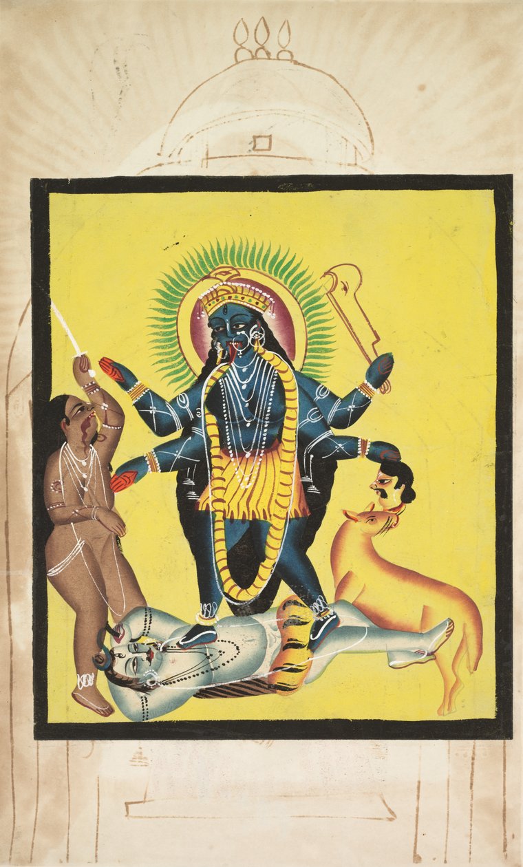 Shiva üzerinde duran Kali (verso) by Unknown artist