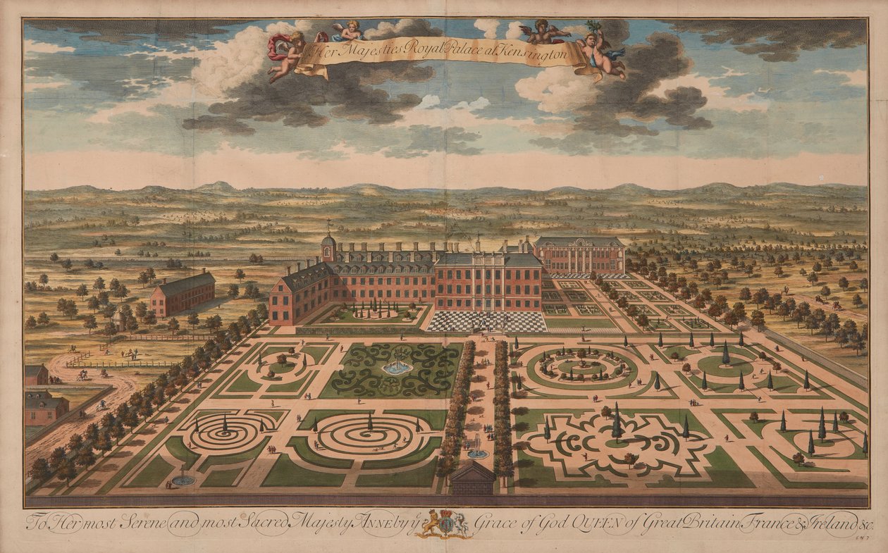 Kensington Sarayı, c.1707-14 (baskı) by Unknown artist
