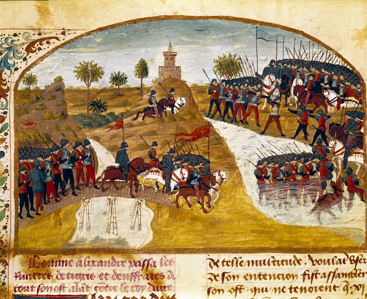 Kral Büyük İskender (M.Ö. 356-323) ve ordusu Quintus Curtius Rufus (Quinte Curce) (1. yüzyıl), yaklaşık 1468. (Ms. 1335) Reims. Belediye Kütüphanesi by Unknown artist