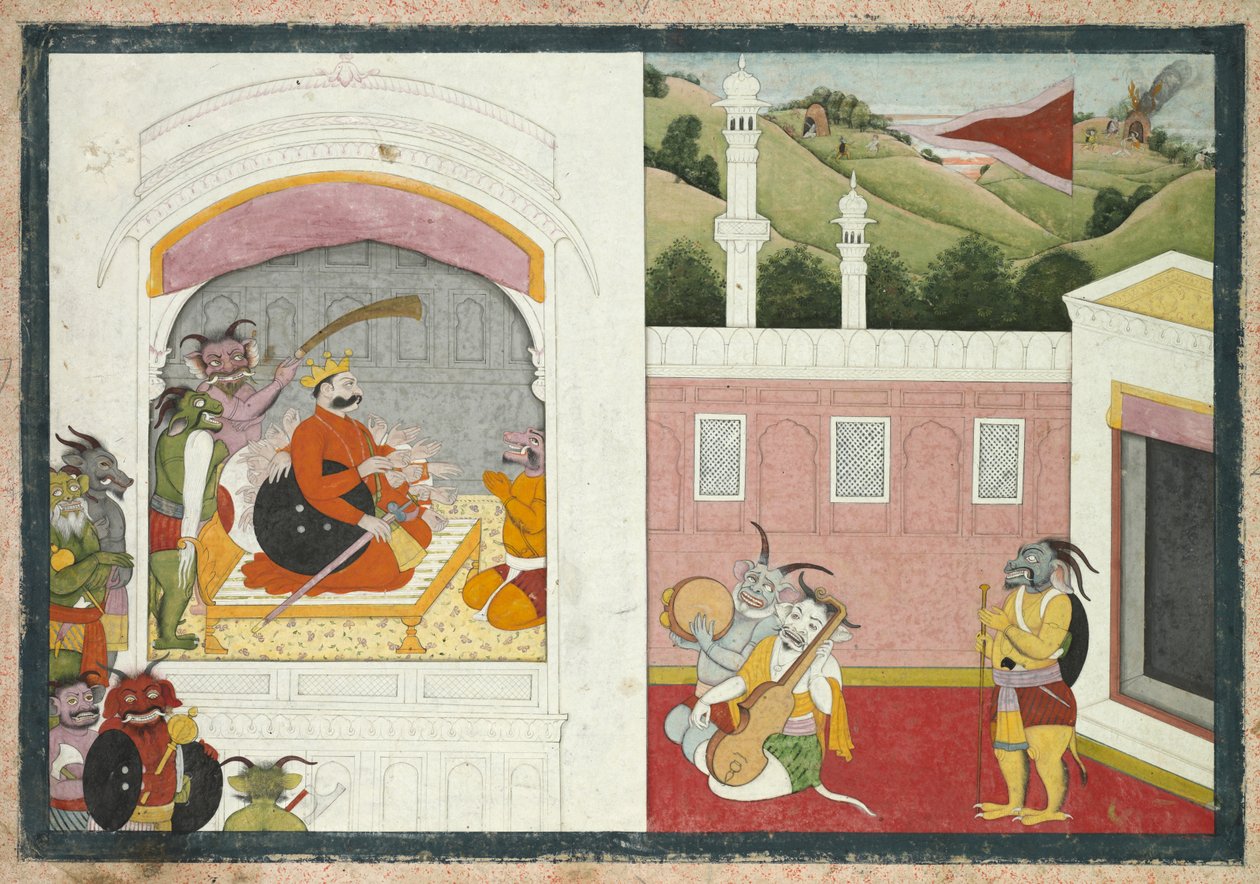 Kral Bana, mahkemesinde bir Krishna Lila'nın Usha-Aniruddha bölümünden müzik keyfi by Unknown artist