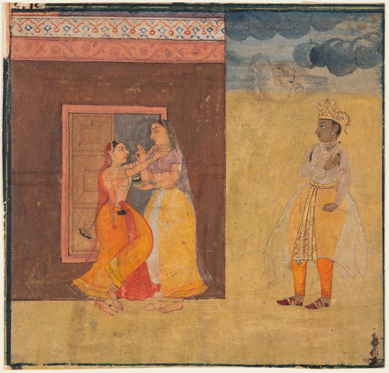 Krishna Abhisarika Nayika, bir Rasikapriya el yazması by Unknown artist