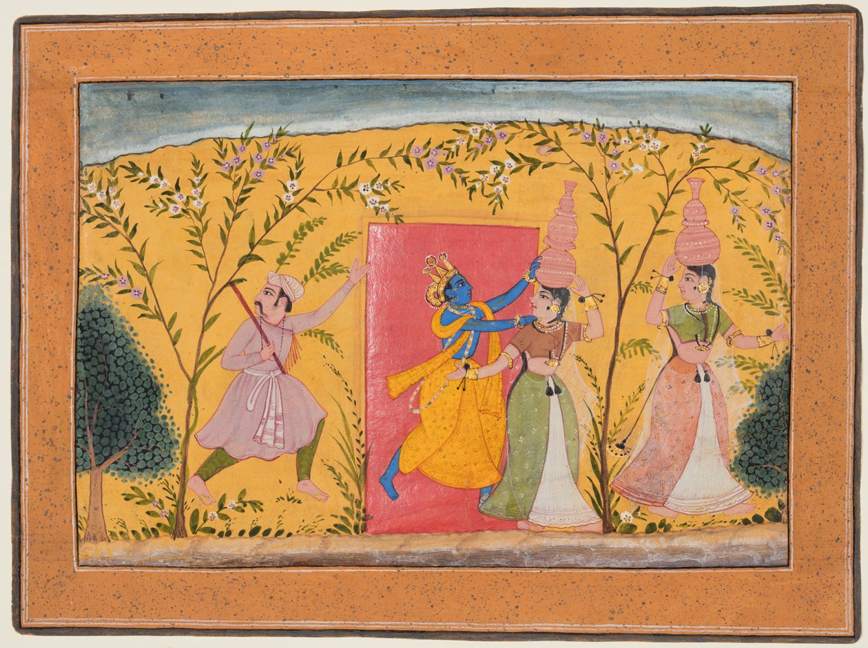 Krishna Sütçü Kızlardan Ücret Alır: Bir Bhagavata Purana'dan Dana-Lila by Unknown artist