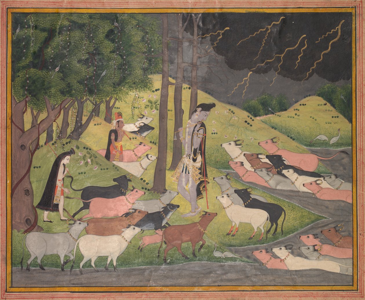 İnekleri Çağıran Krishna by Unknown artist