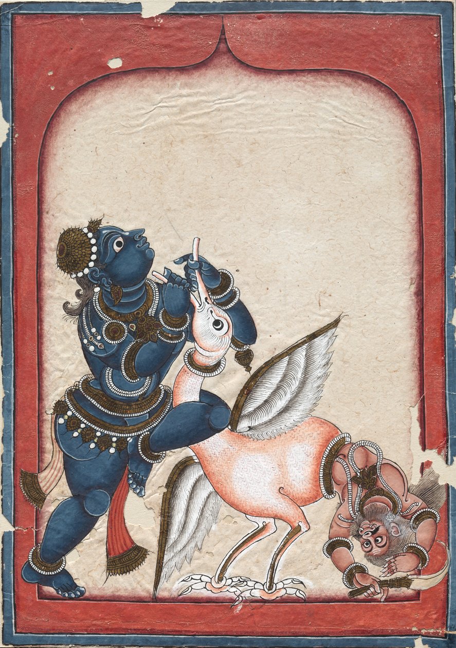 Krishna Turna-İblis Bakasura'yı Yendi by Unknown artist