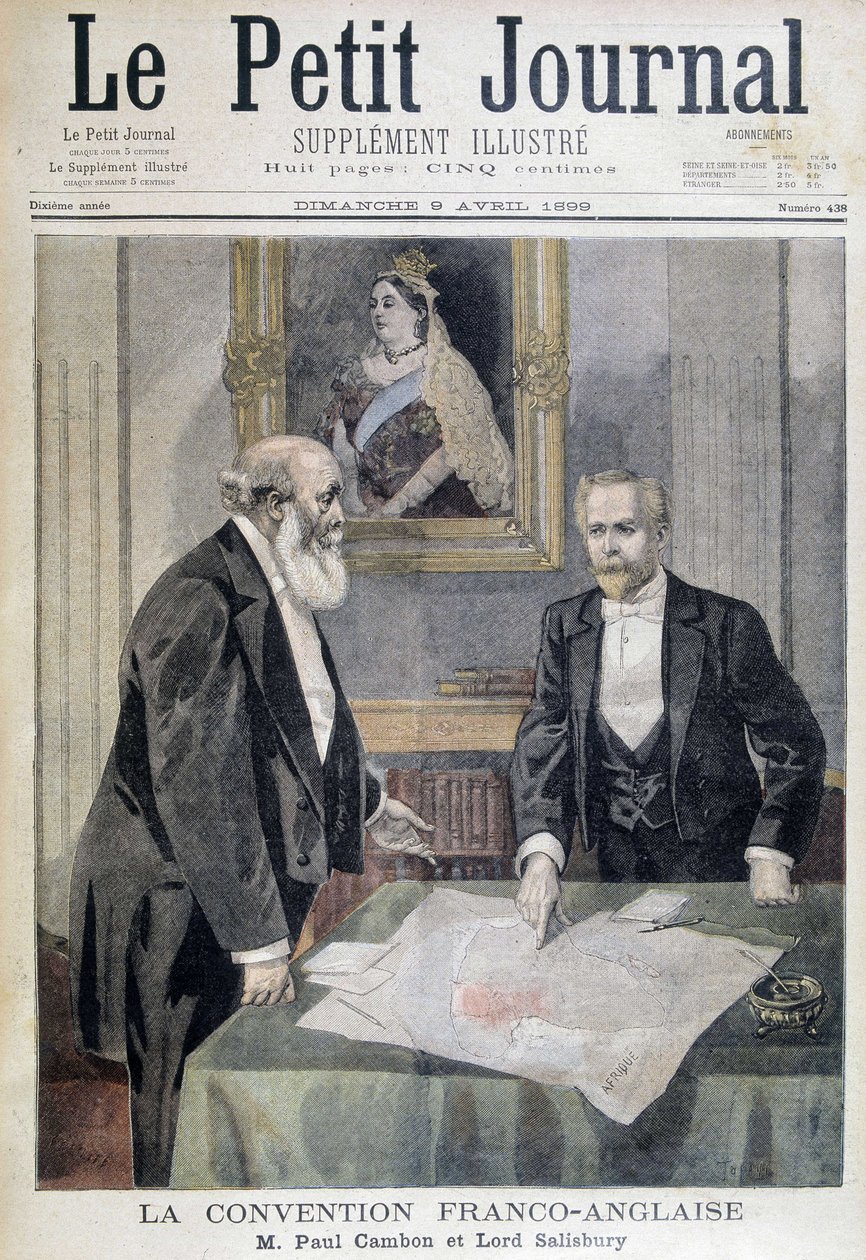 Fransız-İngiliz kongresi: Bay Paul Cambon ve Lord Salisbury - 09/04/1899 tarihli “” Le PetitJournal”da by Unknown artist