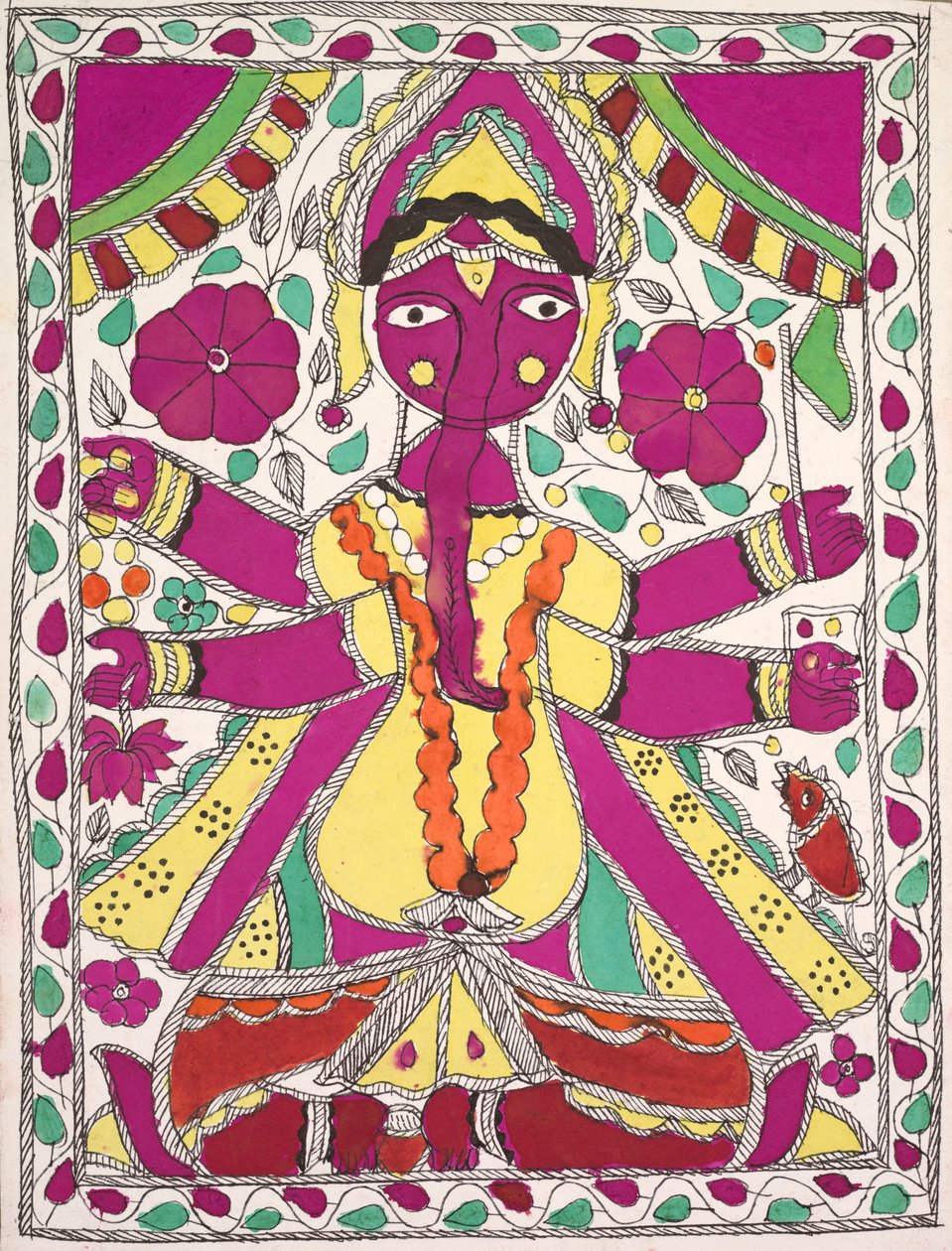 Dışarı bakan büyük, çok kollu figür by Unknown artist