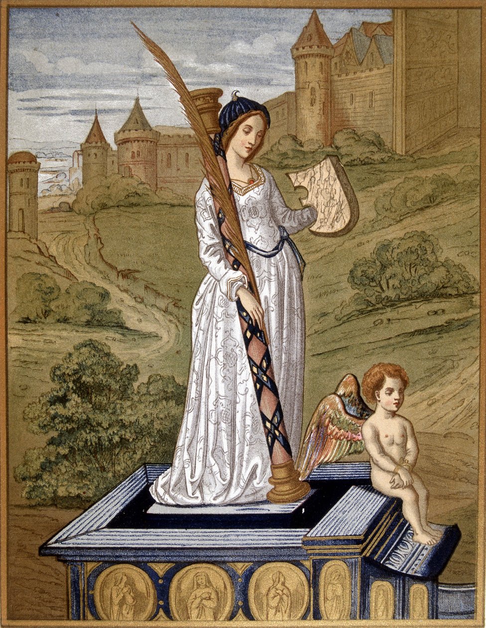 Laure, aşkı iffet tapınağına götürür (Laura de Noves by Unknown artist