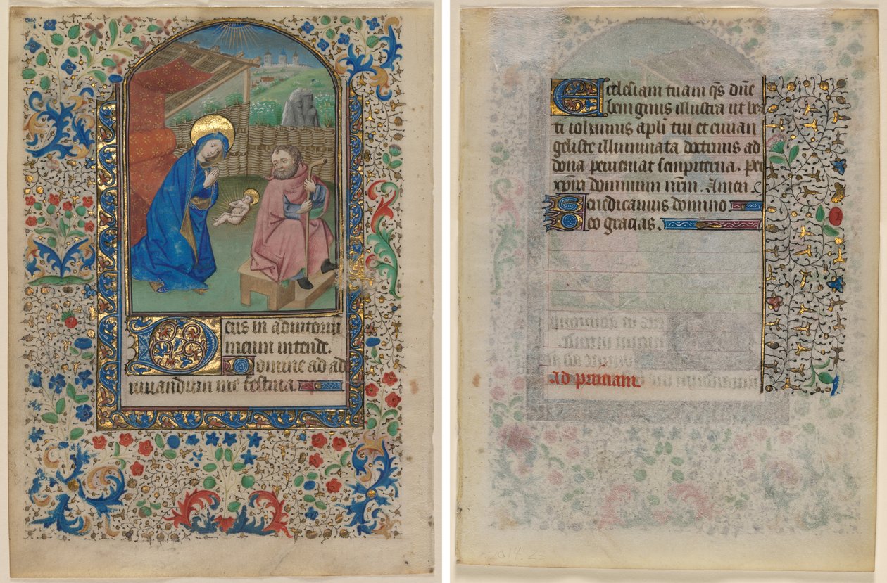 Saatler Kitabından Bir Yaprak: Doğuş (recto) ve Metin (verso) by Unknown artist