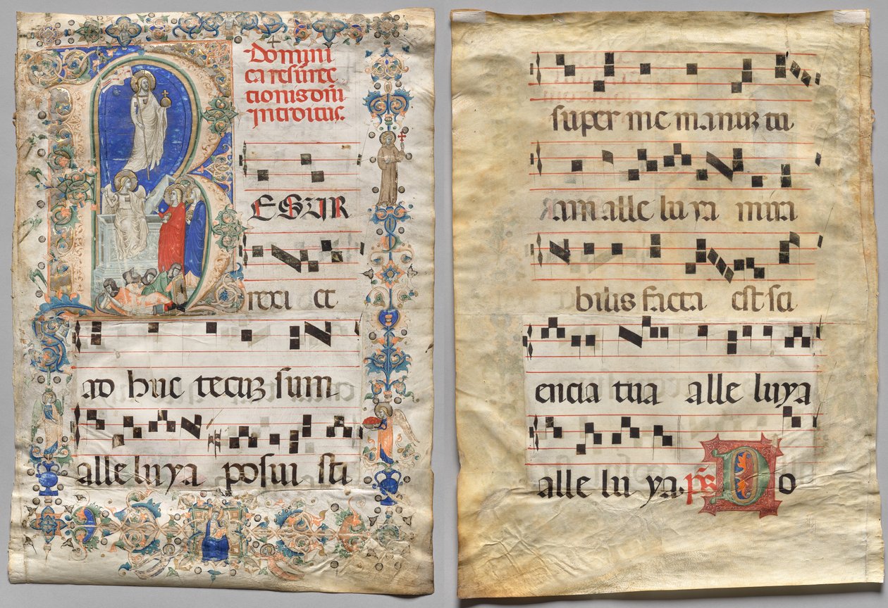 Kademeli Yaprak: Tarihsel İlk R: Diriliş (rekto) ve İlk D (verso) by Unknown artist
