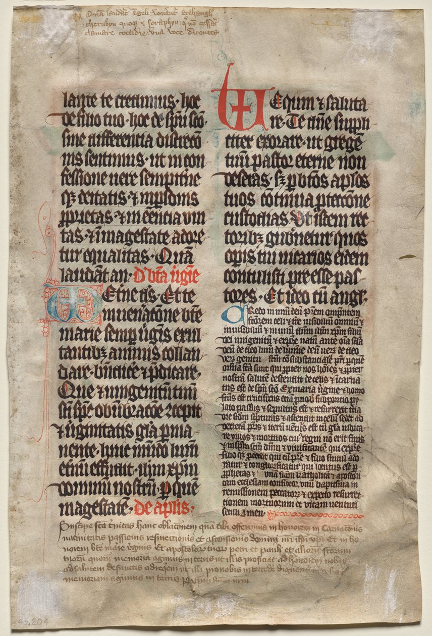 Bir Missal'den Yaprak: Metin (verso) by Unknown artist