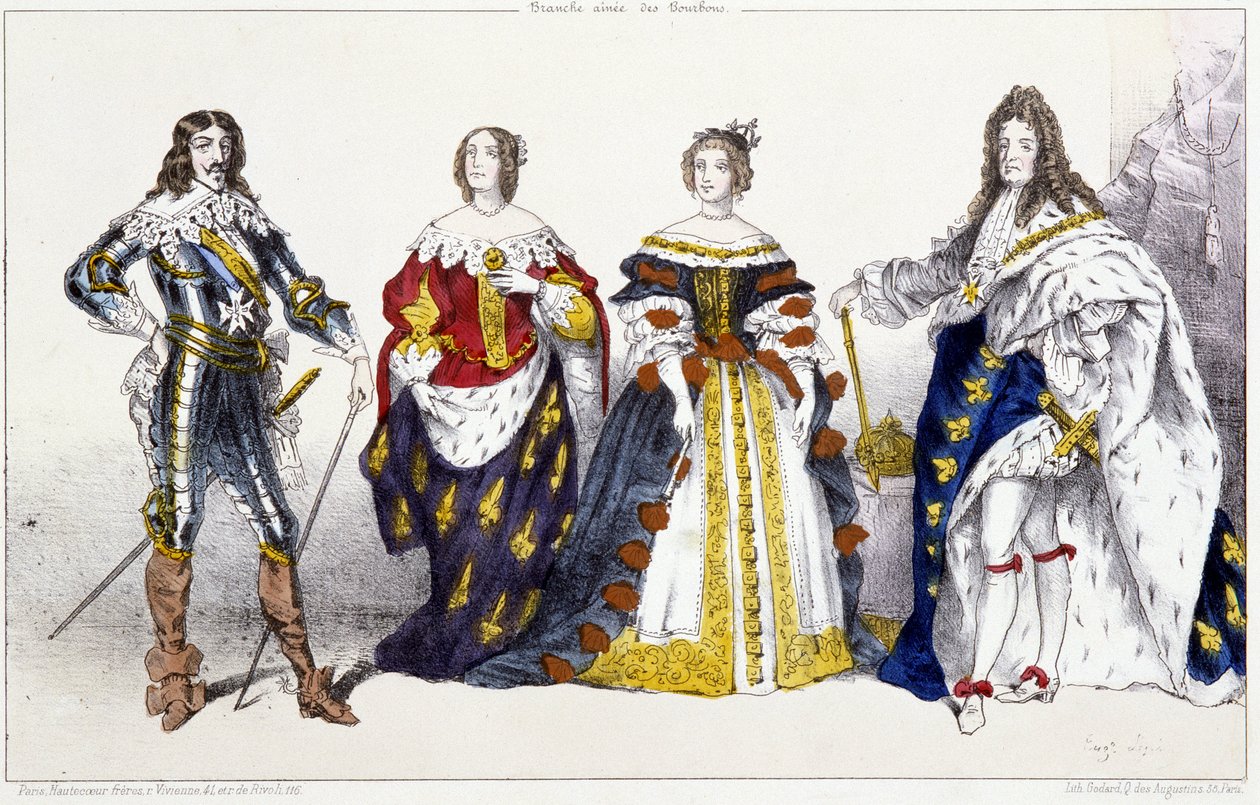 Les Bourbons: Louis XIII (1601-1643) ve Avusturyalı Anne (1601-1666), Avusturyalı Marie Therese (veya İspanya) (1638-1683) ve Louis XIV (1638-1715) - Fransa