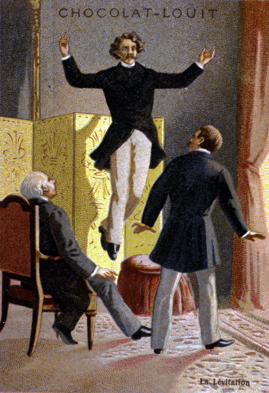 Levitasyon deneyi. 19. yüzyılın sonlarına ait kromolitograf.. by Unknown artist