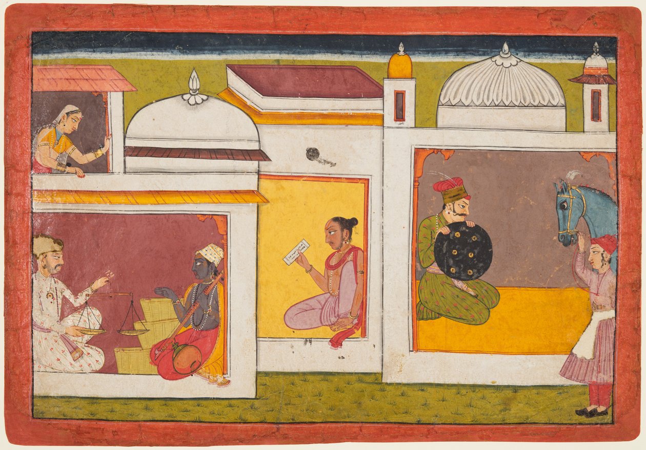 Madhava, Madhavanala Kamakandala'dan Tartı Tutan Bir Adamla Yüzleşiyor by Unknown artist