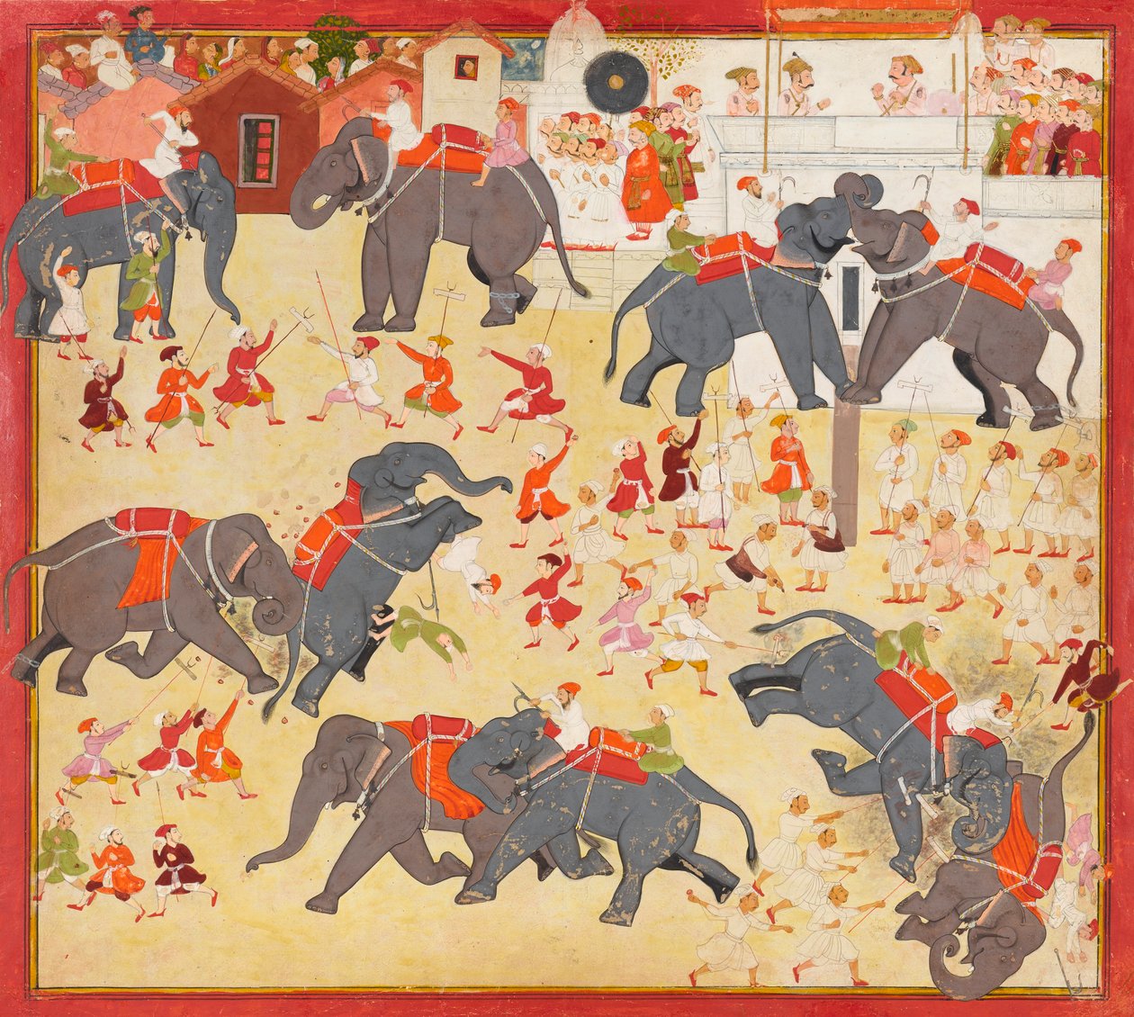 Maharana Raj Singh bir fil dövüşünü izliyor by Unknown artist