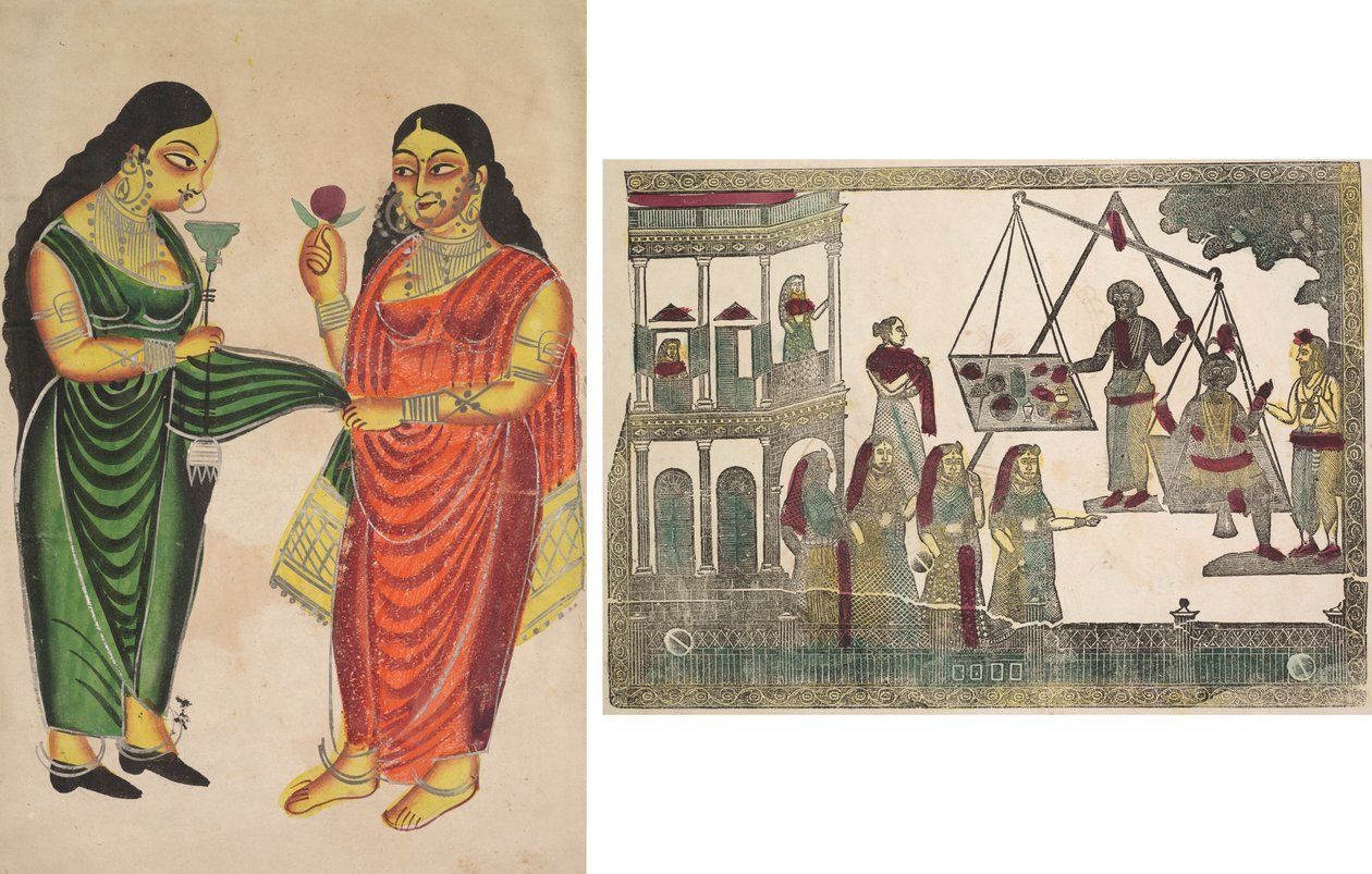 Bir Hanımefendiye Nargile Getiren Hizmetçi (rekto); Krishna, Değerli Nesnelere Karşı Ağırlıklı (?) (verso) by Unknown artist
