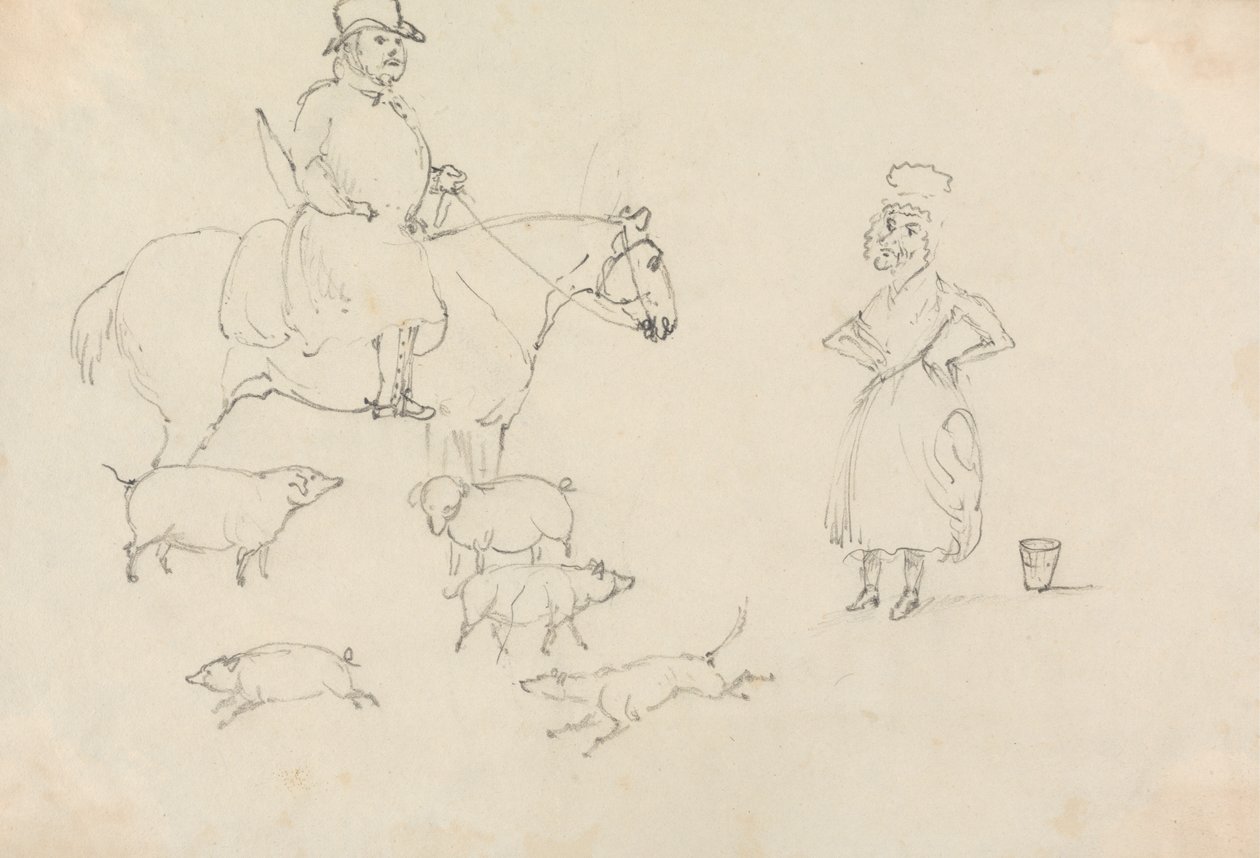 Atlı Adam, Domuzlarla by Unknown artist