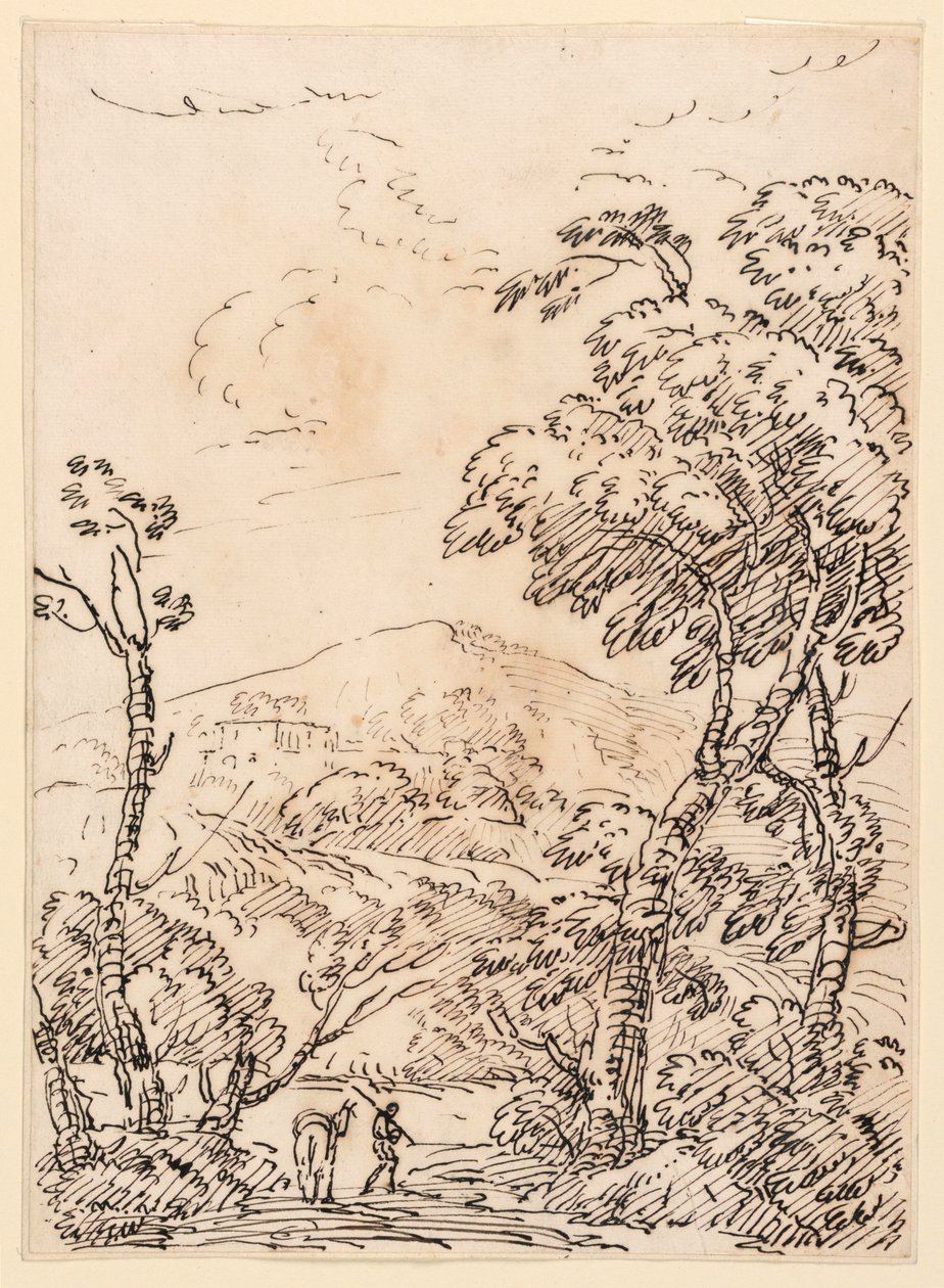 Manzara içinde eşek olan adam by Unknown artist
