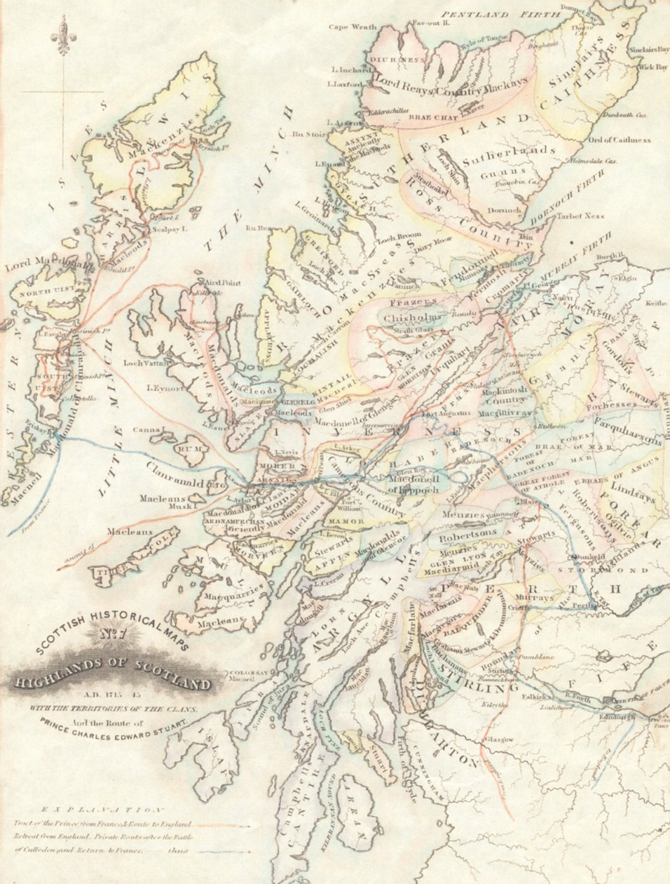 Klanların Bölgeleri ile İskoçya Dağlık Bölgesi Haritası by Unknown artist