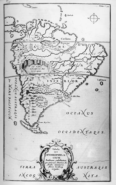 Güney Amerika nehirlerinin haritası - “Souterrain World”de, Athanasi Kireheri, yaklaşık 1600. by Unknown artist
