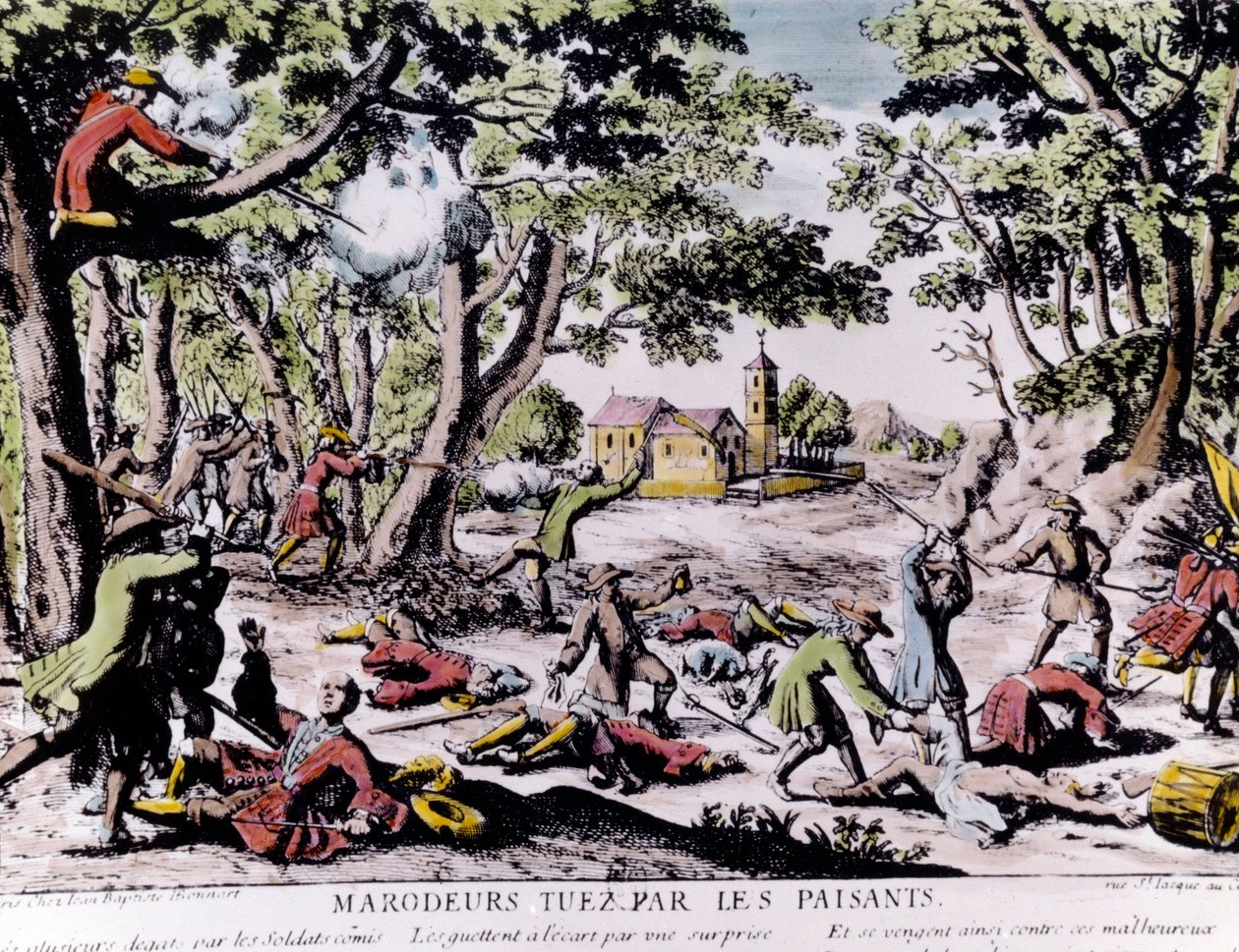 Köylüler tarafından vurulan çapulcular. 18. yüzyıl baskısı Paris, B.N. by Unknown artist