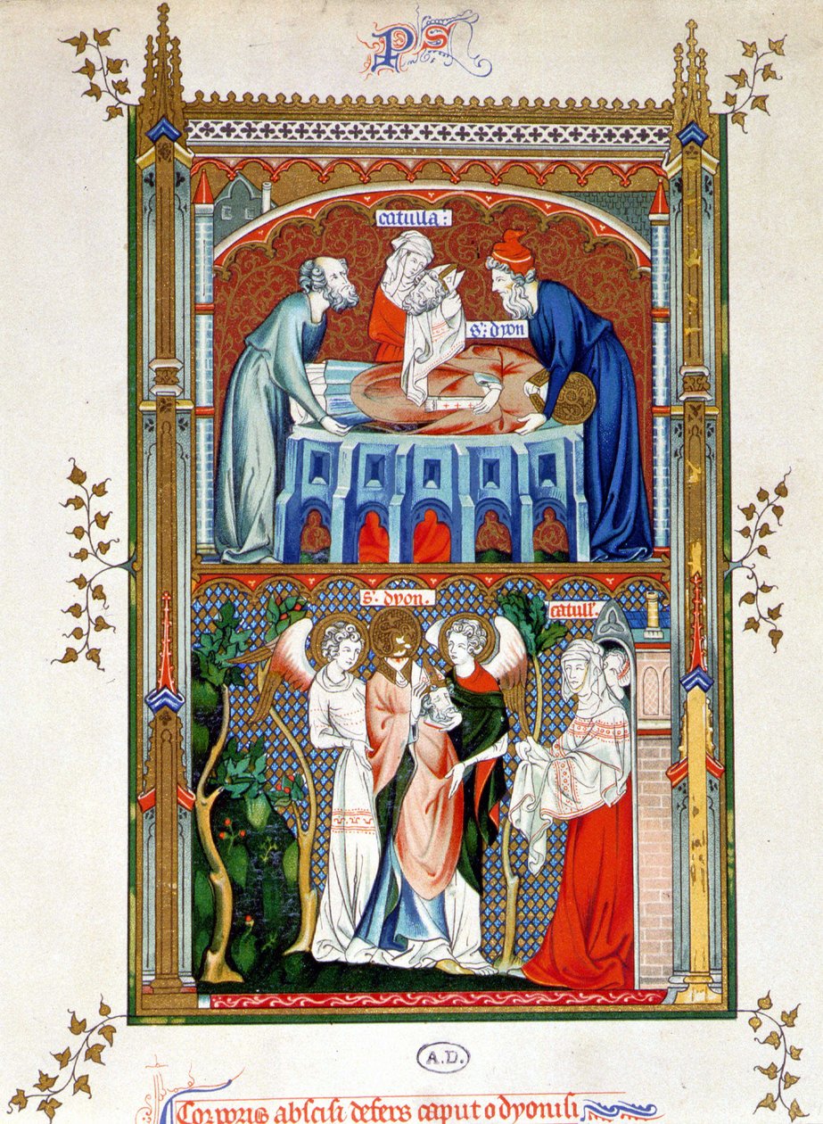 15. yüzyıl belgelerine göre Saint Denis Şehadeti, chromolithographi. by Unknown artist