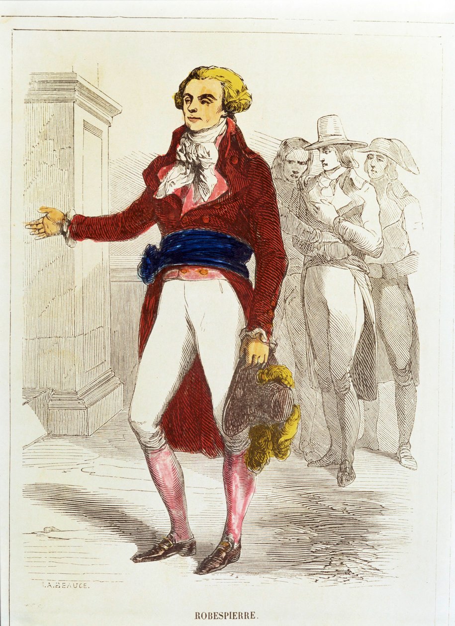 Maximilien Robespierre, Elle boyanmış gravür (handcoloured etching) by Unknown artist