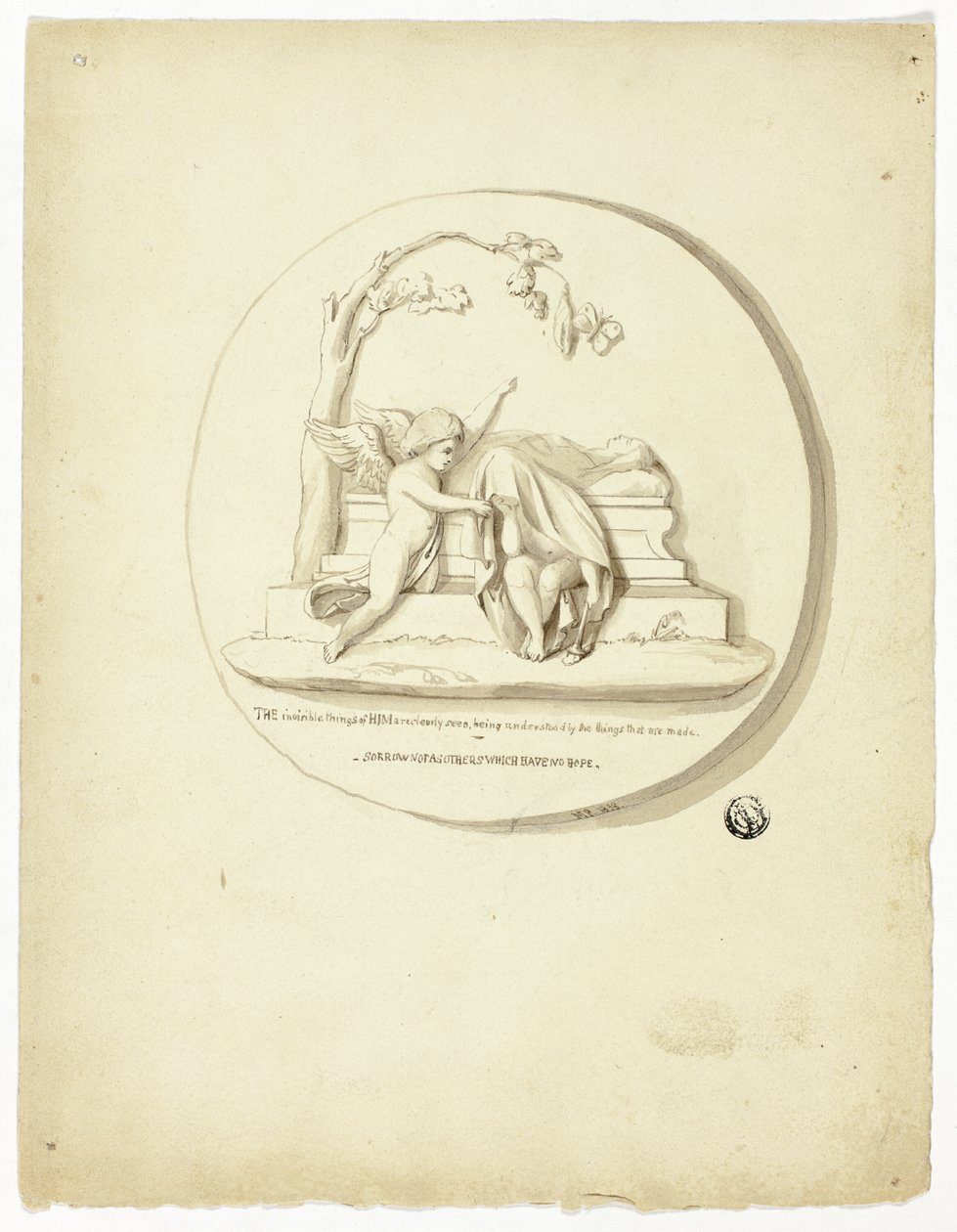 Mezarın Yanında İki Putti ile Madalyon by Unknown artist