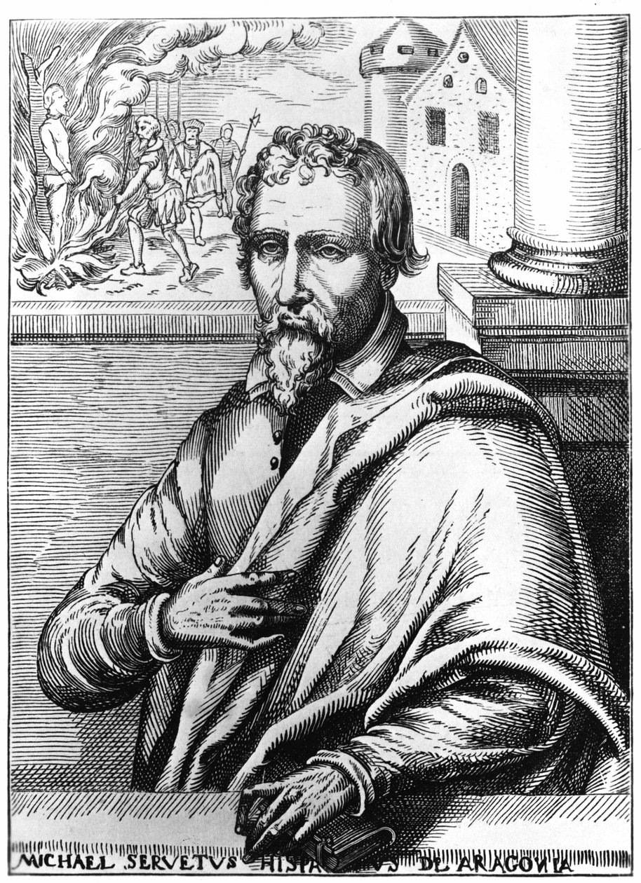 Michel Servet (Michel de Villanueva) (1511-1553), İspanyol doktor ve ilahiyatçı. Oymak by Unknown artist