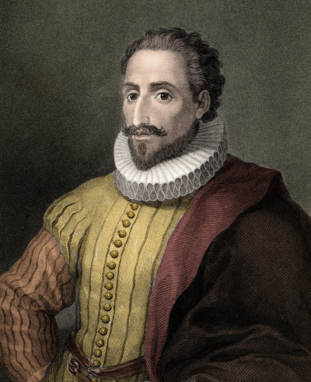 Miguel de Cervantes Saavedra 1547-1616 - gravür - 19. yüzyıl by Unknown artist