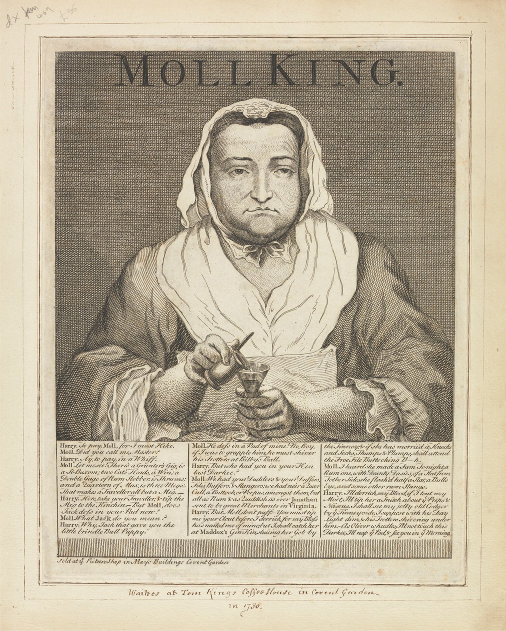 Moll King (Covent Garden'daki King's Coffee-House'un Ünlü Metresinin Geniş Kenara Oyulmuş Portresi...) by Unknown artist