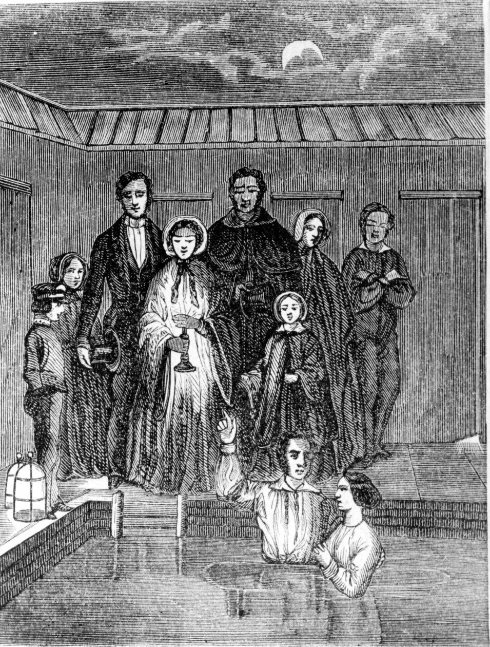 Mormon vaftizi. 19. yüzyıl gravürü. by Unknown artist