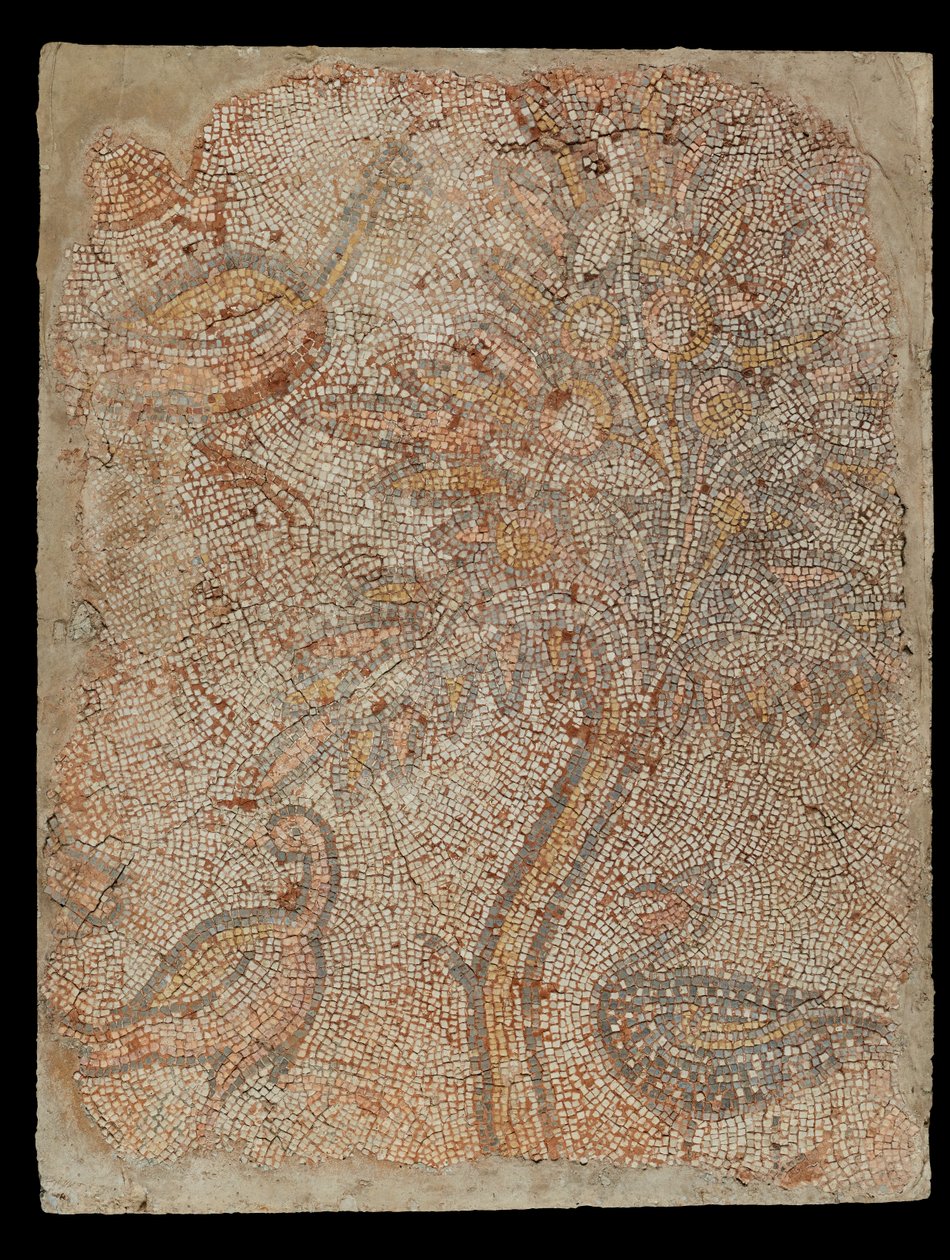 Üç Kuşlu ve Ağaçlı Mozaik Parçası by Unknown artist
