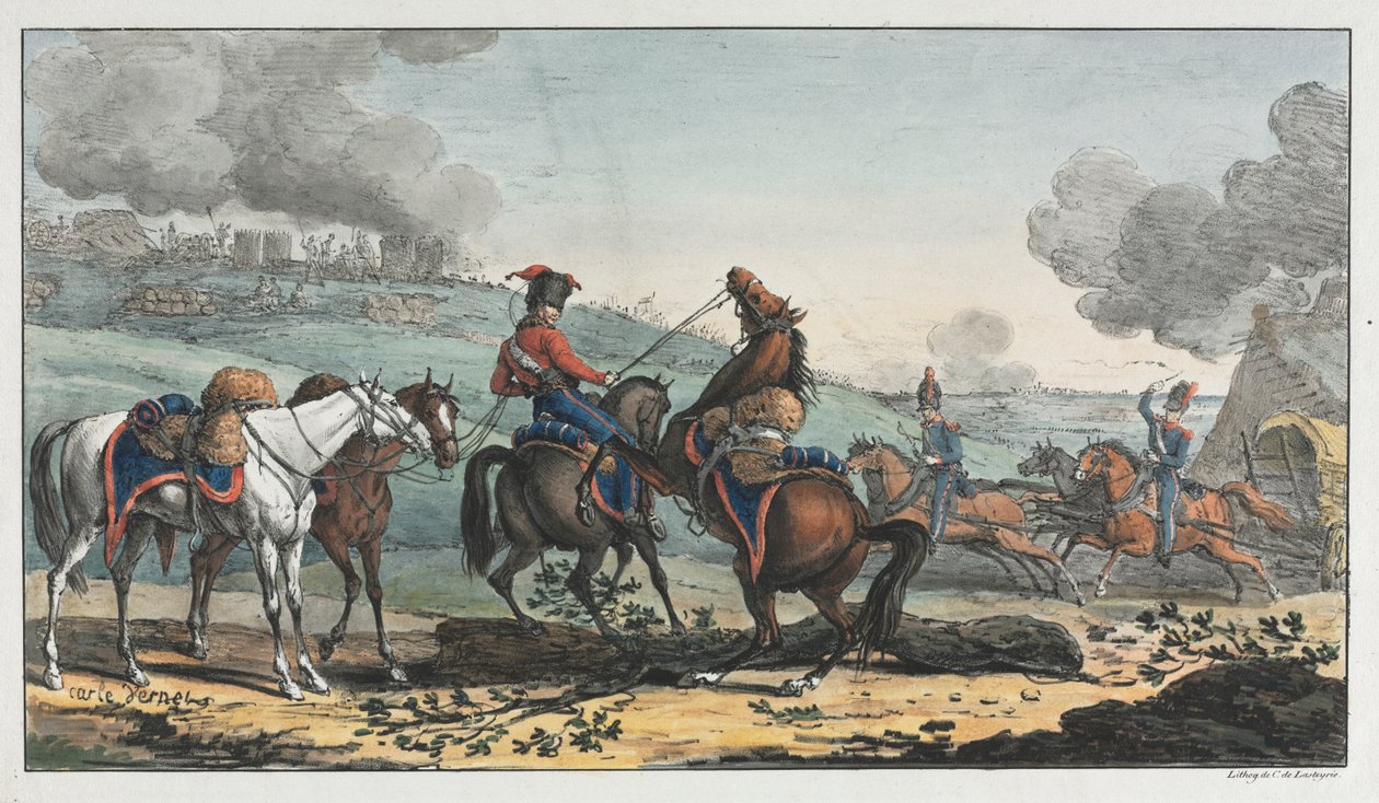 Üç Ata Önderlik Eden Atlı Topçu by Unknown artist