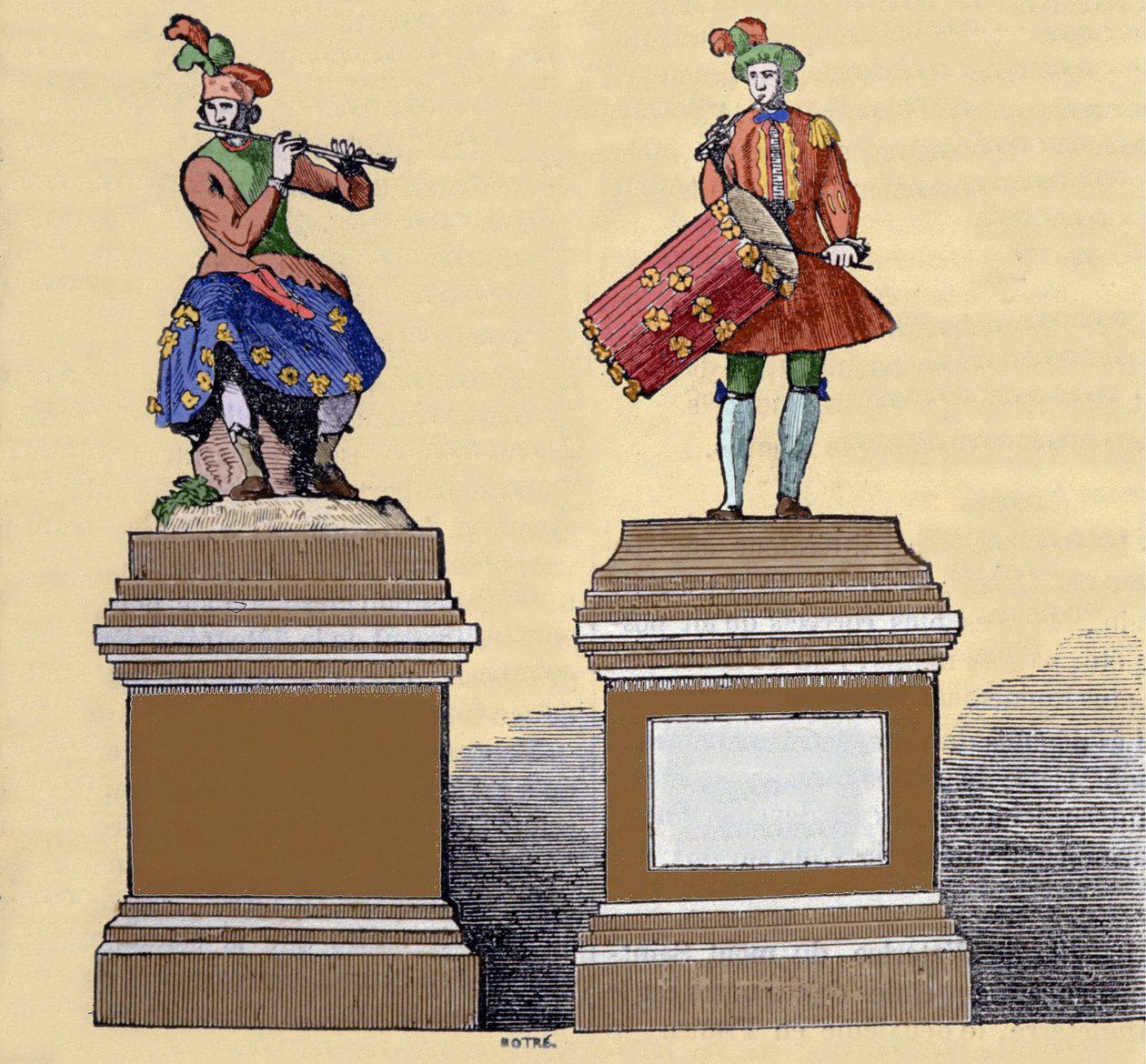 Müzisyenler otomatları: “” Traversiere flüt çalar”” (1737) ve “” Tef çalar” (1738). Fransız mühendis Jacques de Vaucanson (1709-1782) tarafından yapılmıştır. by Unknown artist
