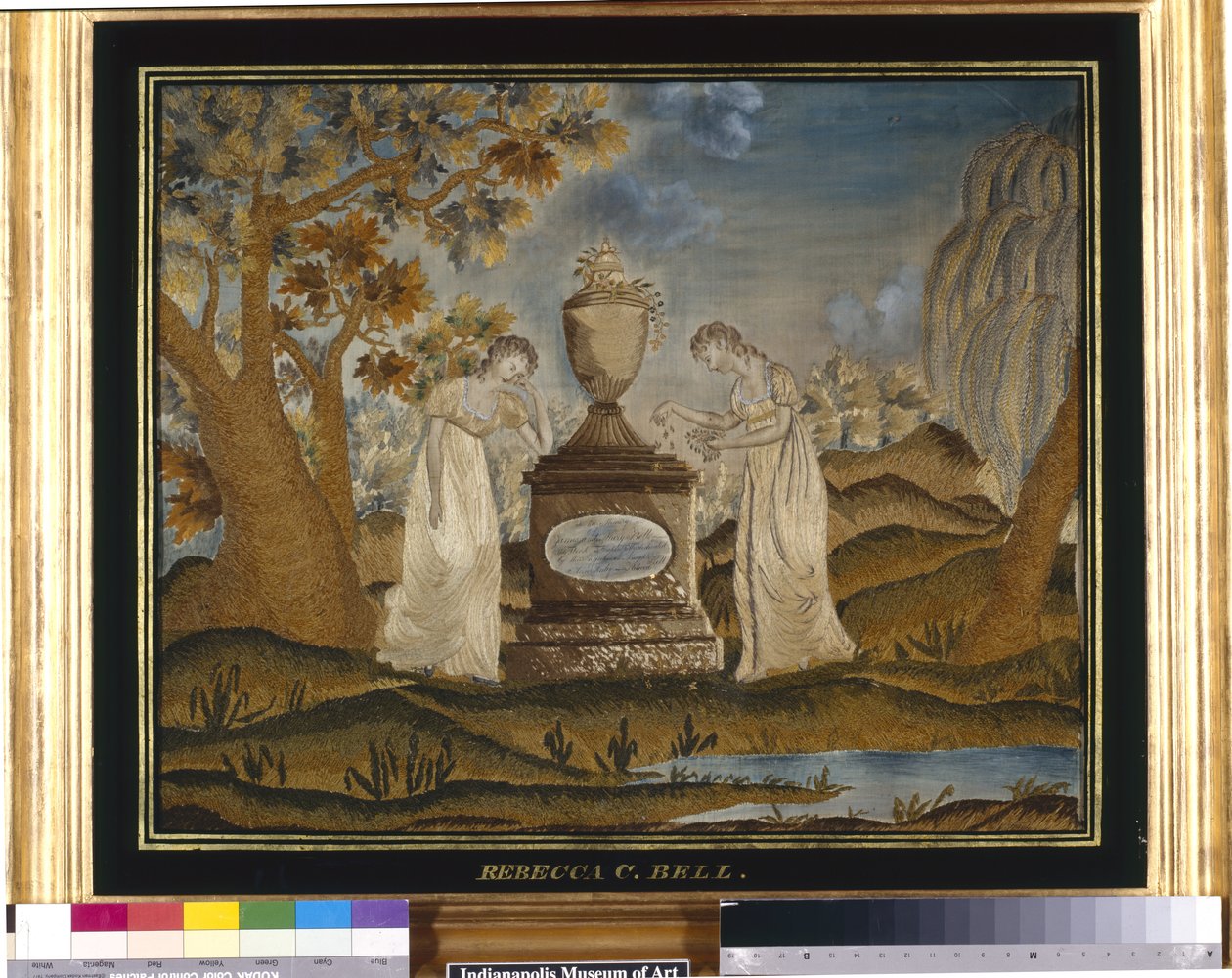 İğne Oyası Yas Tablosu (ipek iplikler, işlemeli) by Unknown artist