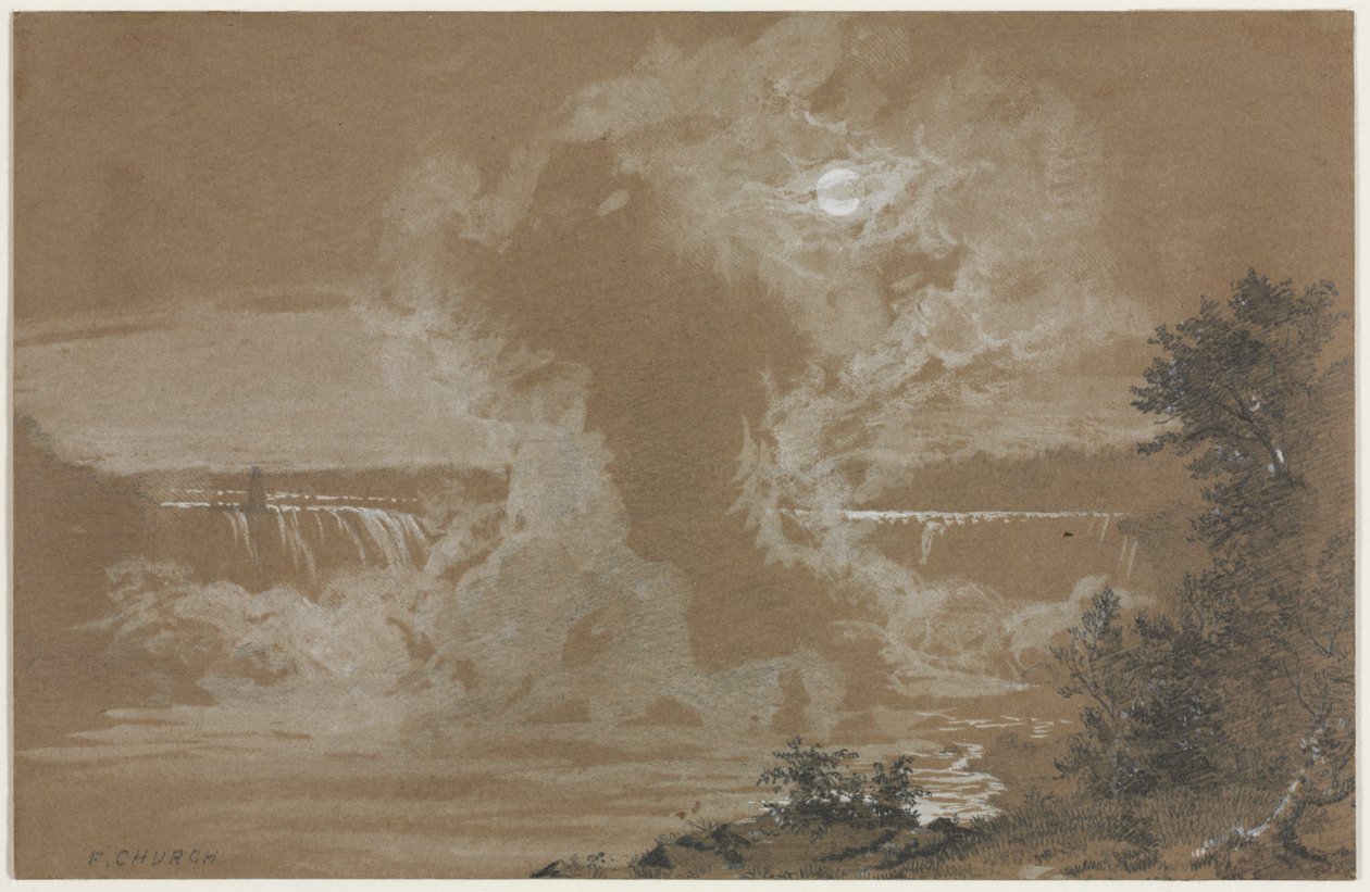 Ay ışığında Niagara Şelalesi by Unknown artist