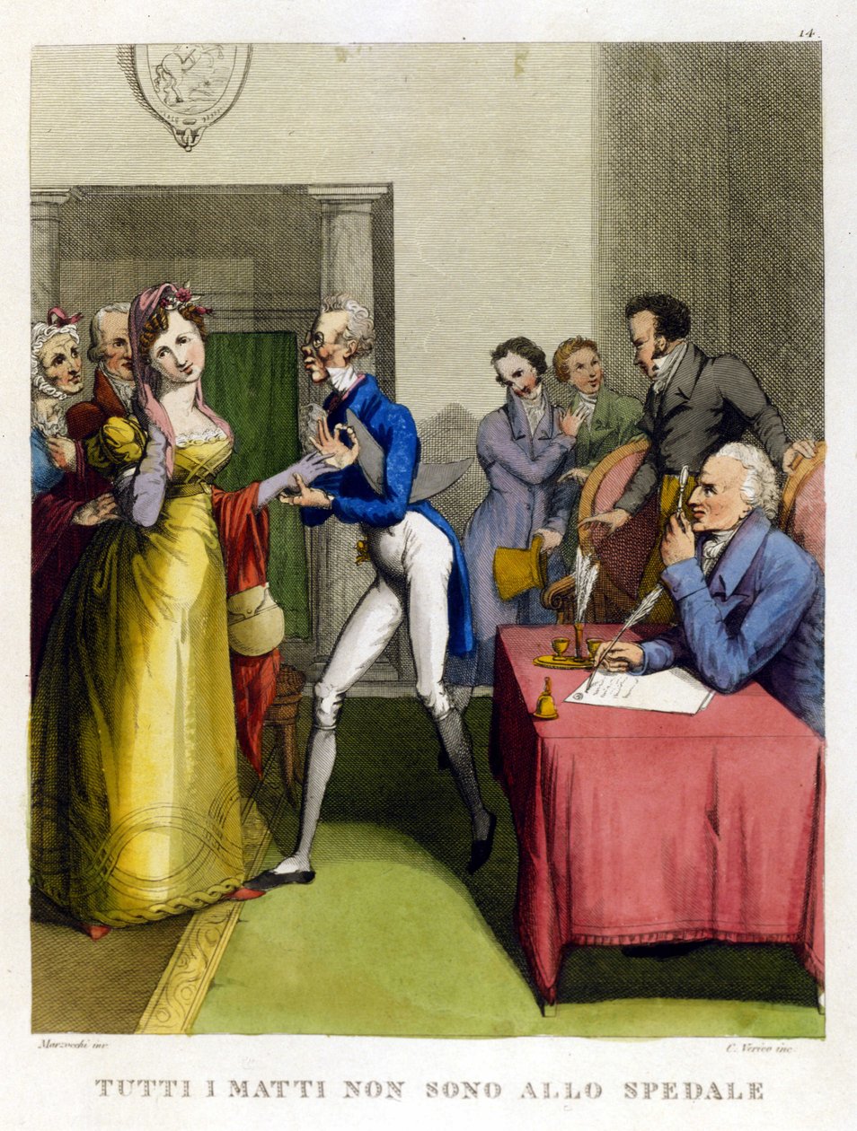 "Her aptal hastanede değildir." 18. yüzyıl atasözleri koleksiyonundan illüstrasyon by Unknown artist