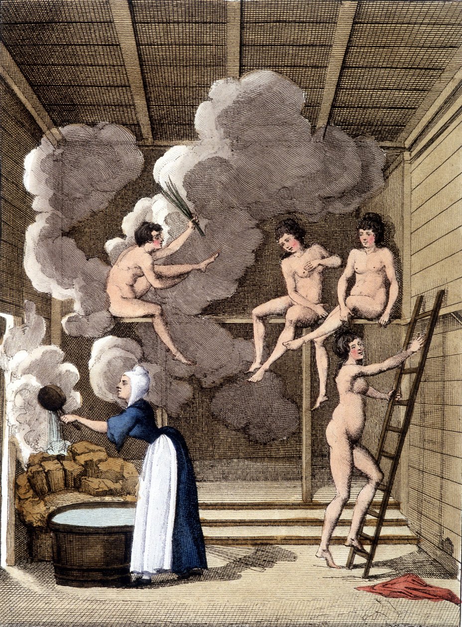 Filandan saunasında çıplak karakterler. 1811