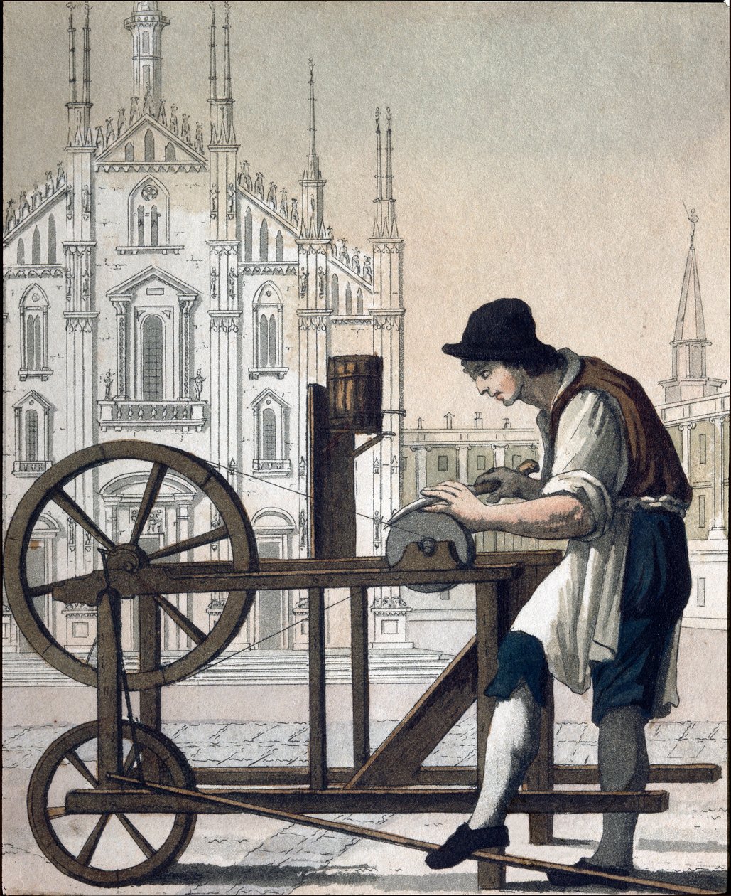 Eski ticaret: bıçak değirmeni (Lithograph by Unknown artist