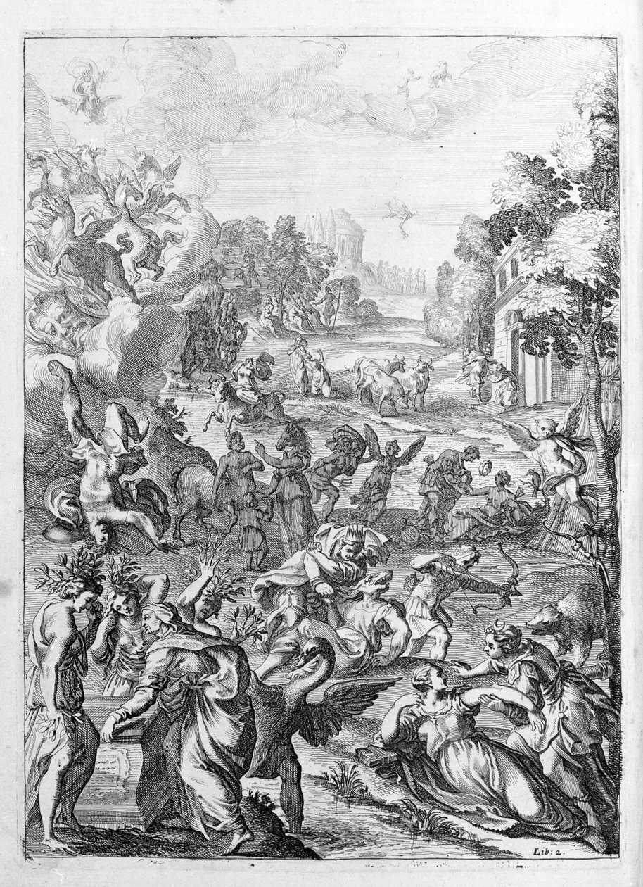 Ovid (Ovidius) - 15. kitap için çizim - (P. Ovidii Nasonis Metamorphose libri XV um notis TH. Farnabii.) Thomas Farnaby'nin (Farnabia) (1575-1647) notu by Unknown artist