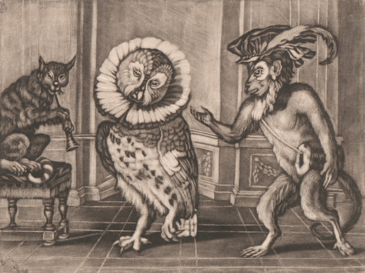 Baykuş, Maymun ve Kedi, Mezzotintoes, Smith, Cilt. III by Unknown artist