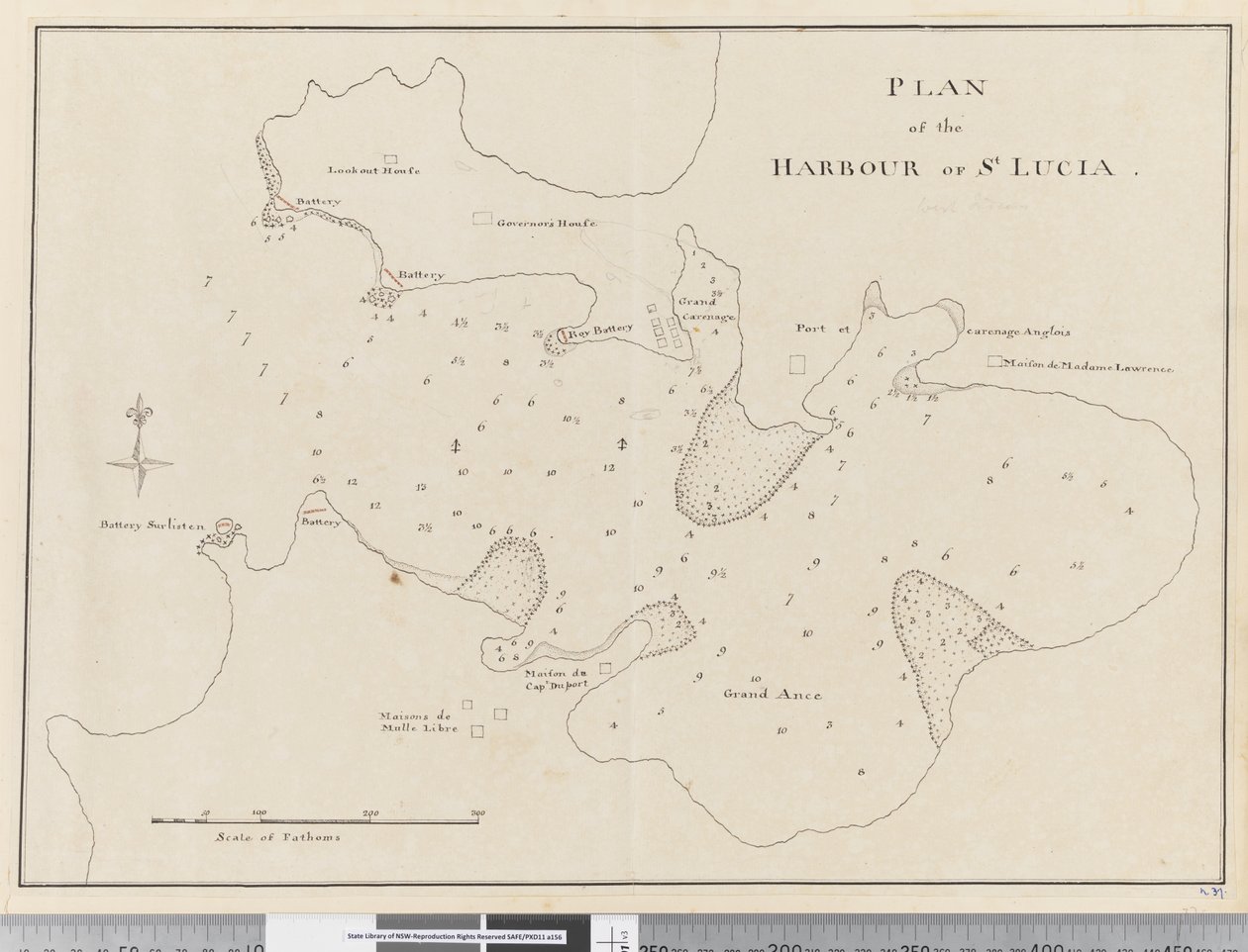 Sayfa 37c St. Lucia limanının planı by Unknown artist