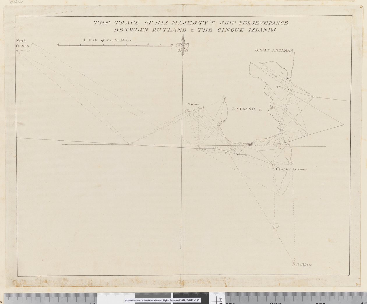 Sayfa 38b Majestelerinin gemisinin izi Rutland ve Cinque Adaları arasındaki Azim (kalem ve mürekkep) by Unknown artist