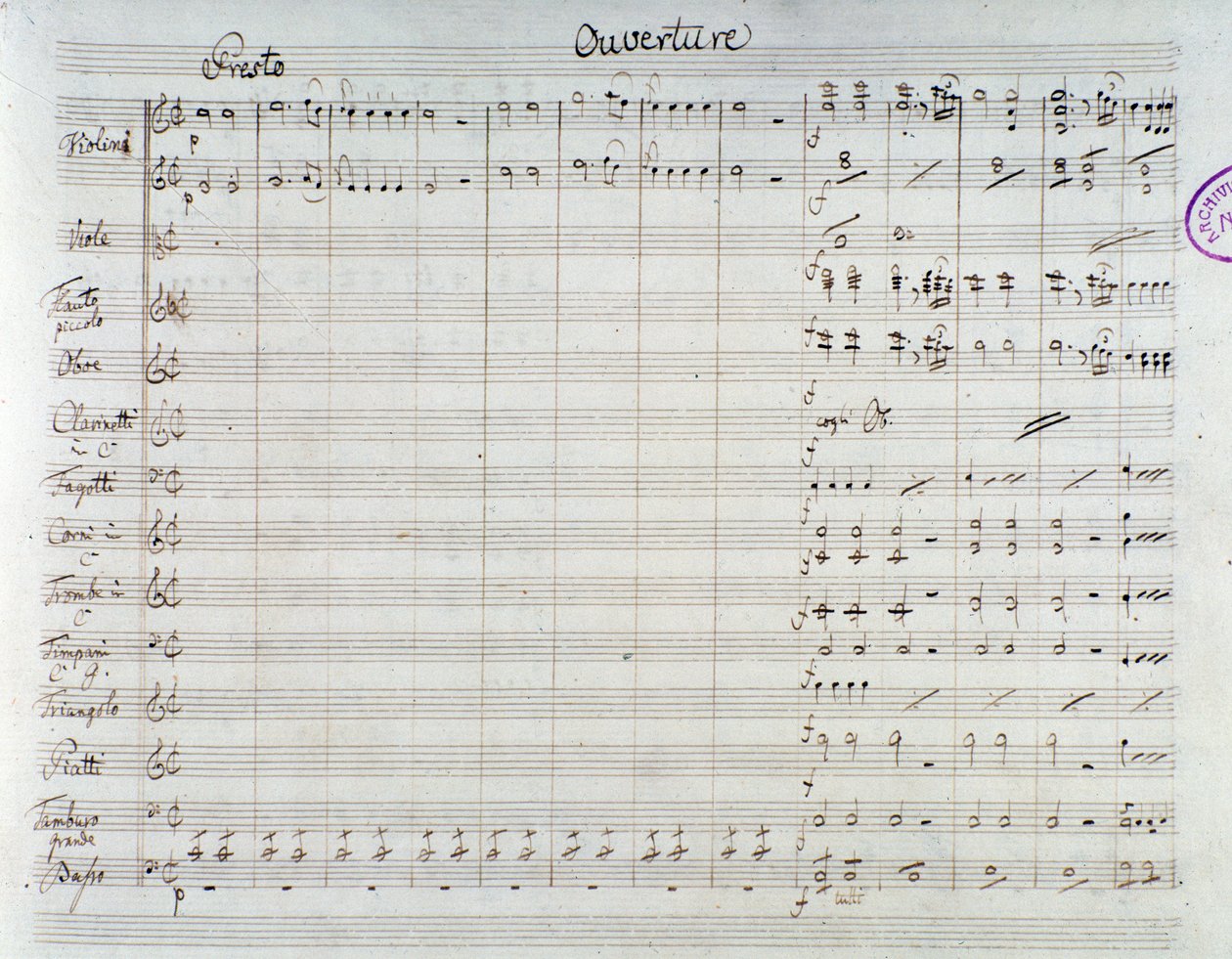 Die Entfuhrung aus dem Serail için nota sayfası, Mozart