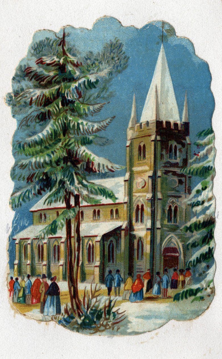1890 civarında Pazar Ayini için kiliseye giden cemaatçiler. by Unknown artist